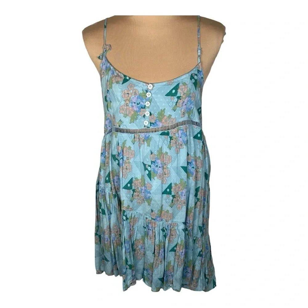 URBAN OUTFITTERS Georgia Tiered Floral Loose Strappy Back Dress Large - Picture 4 of 7